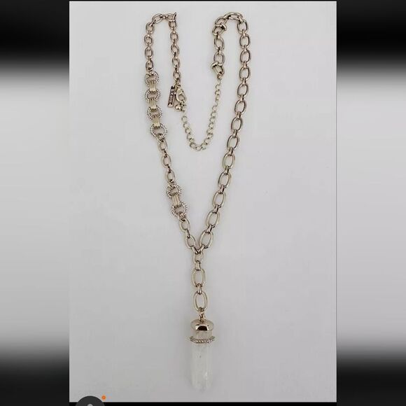 WHITE HOUSE BLACK MARKET GOLD TONE CUT CRYSTAL STONE 21"-25" NECKLACE NWOT - Picture 1 of 2
